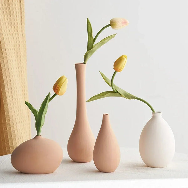 Minimalist Plain Ceramic Vase | Nordic Matte Solid Color, 1pc