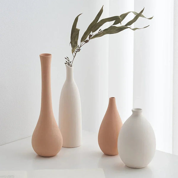 Minimalist Plain Ceramic Vase | Nordic Matte Solid Color, 1pc