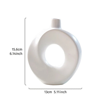 Modern White Donut Vase - Resin Minimalist Nordic Decor, 1pc
